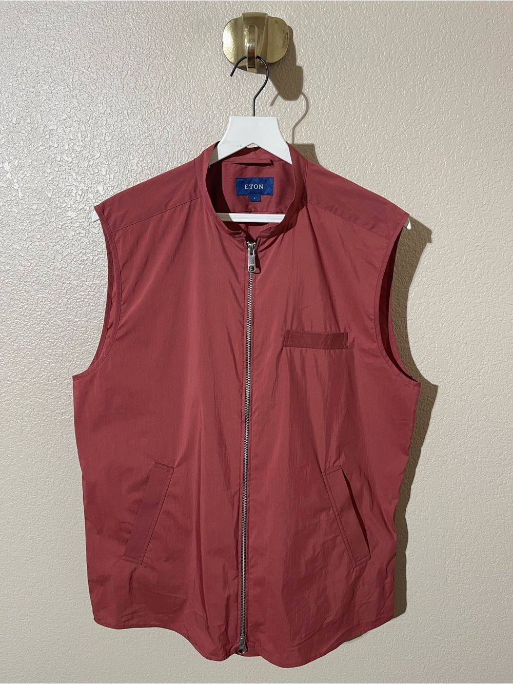 Eton Men's Rust Red Zip-Front Sleeveless Vest